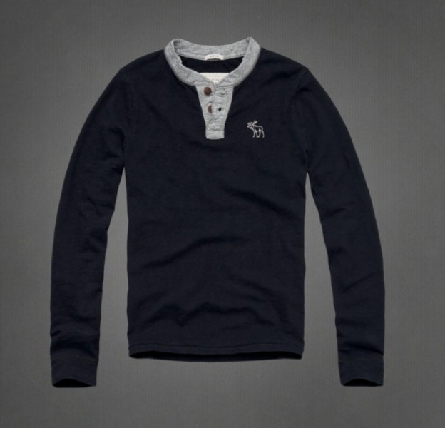 Abercrombie Fitch Hombres Ponte de pie de cuello Largo Remera AF6211